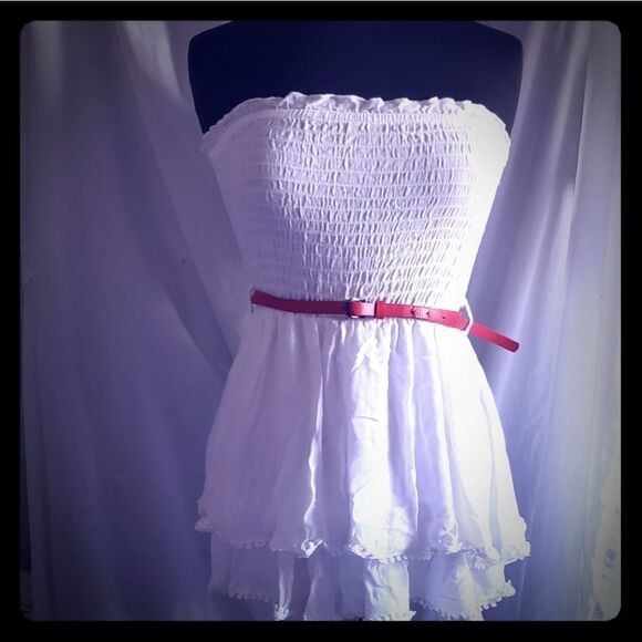 Pleated tube top ruffled hem romper - Picture 1 of 7